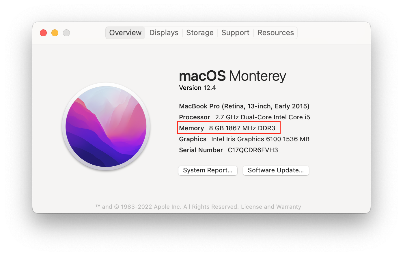 A propos de cette fenêtre Mac