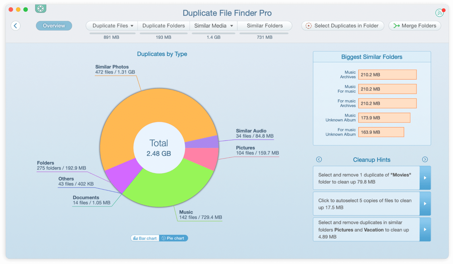 Duplicate File Finder app showing Overview section