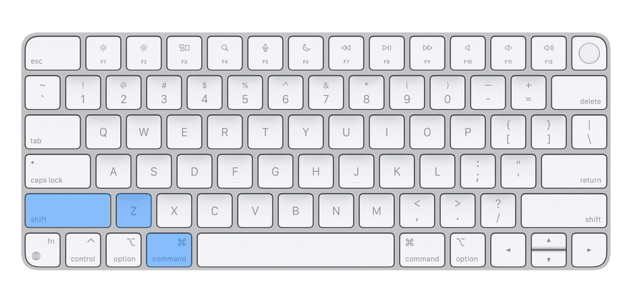 clavier mac montrant le raccourci reddo