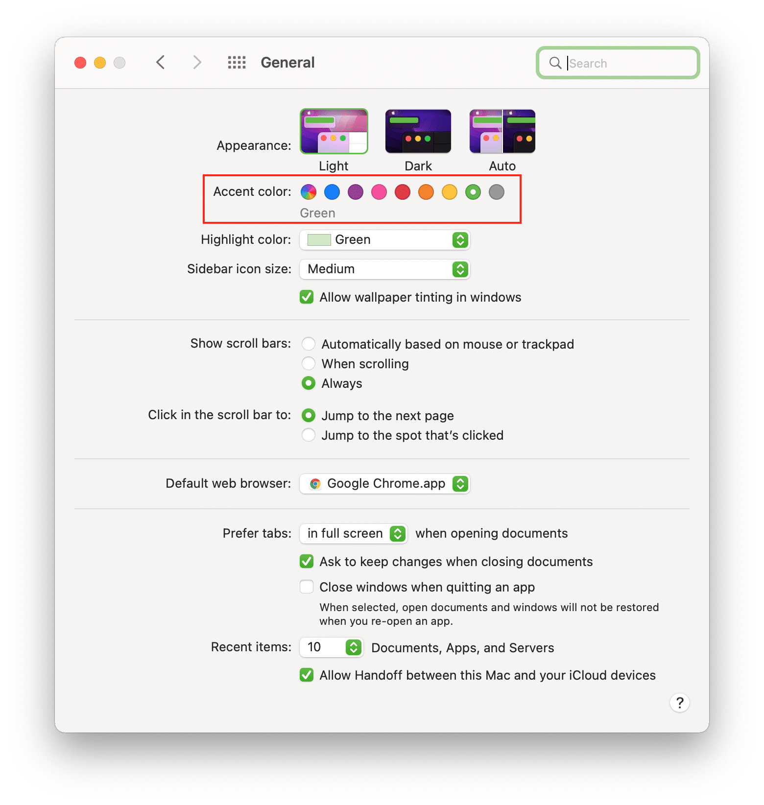 system preferences accent color