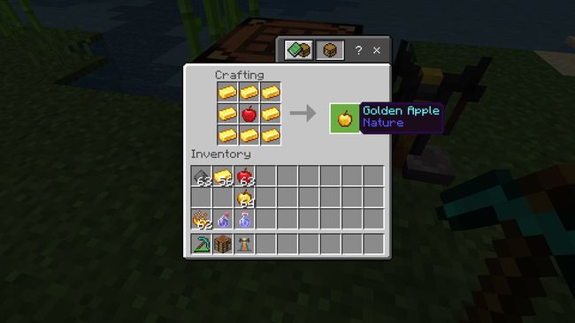 Golden Apple in a Crafting Table in Minecraft