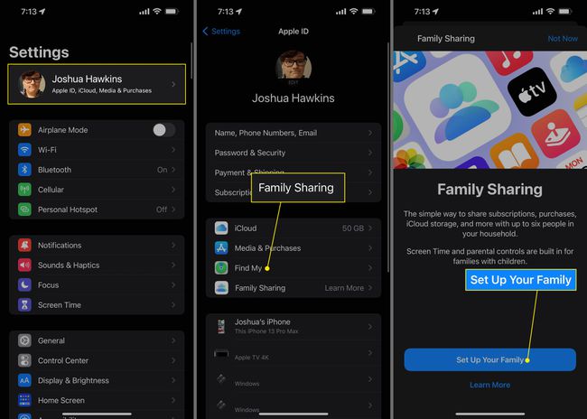 Apple ID, Family Sharing, and Set Up Your Family in iPhone Settings