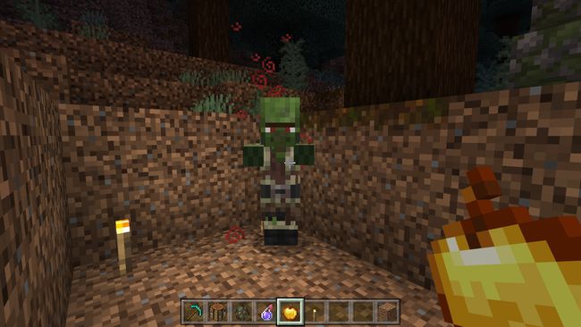 A Zombie Villager being cured in Minecraft