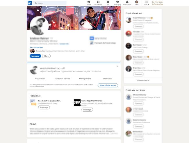 The profile page of someone on LinkedIn.