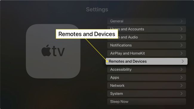 Remotes and Devices highlighted on Apple TV