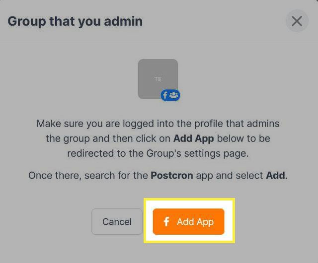 Adding Postcron to your the Facebook groups of which you are an admin.