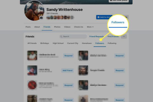 Followers highlighted in the Friends section of your Facebook profile.