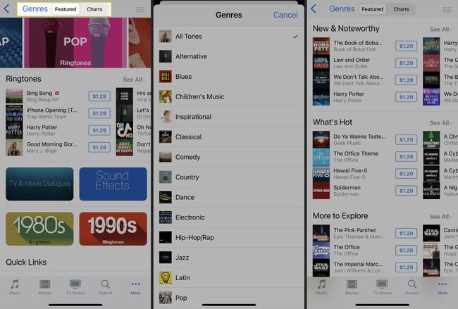 Selecting the genre for your ringtone in the iTunes store app on an iPhone.