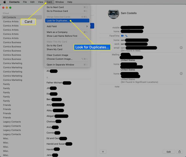 Looking for duplicate contacts on Mac