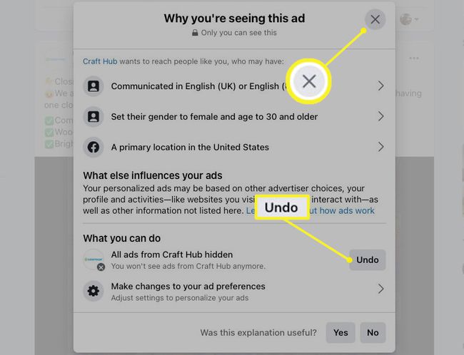  Undo hiding an advertiser on Facebook