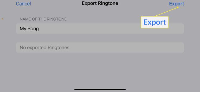 The Export feature in Garageband on an iPhone.