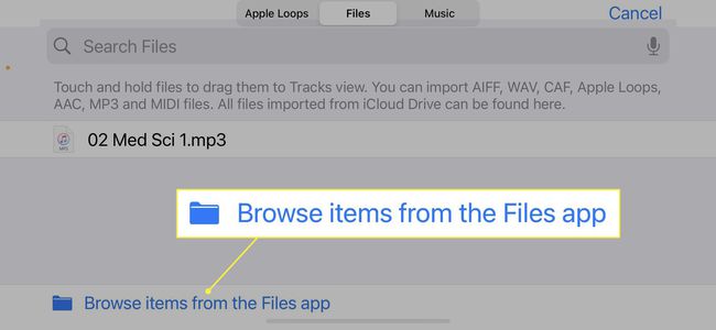 Steps to take to find the file you need to create your ringtone in the Garageband app on an iPhone.