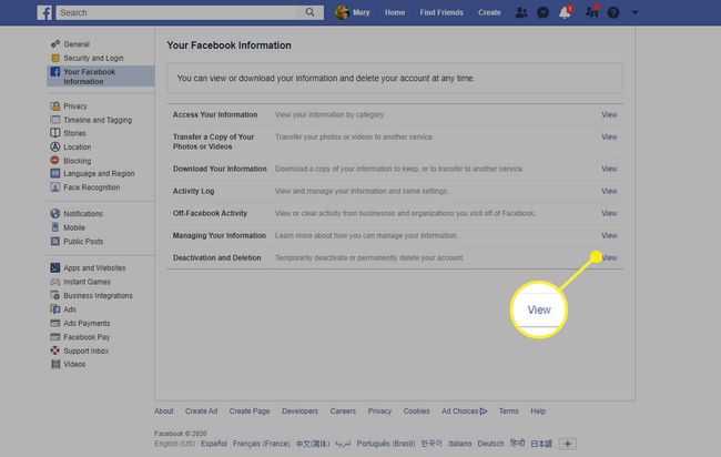 How to view Deactivation and Deletion on Facebook in a web browser.