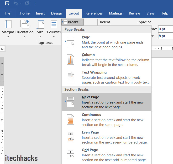 Make One Page Landscape In MS Word Document