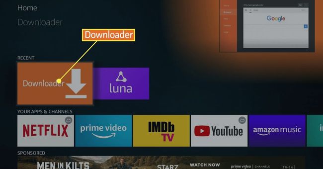 The downloader app on Fire TV.