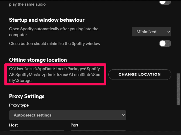 Spotify Offline Storage Location