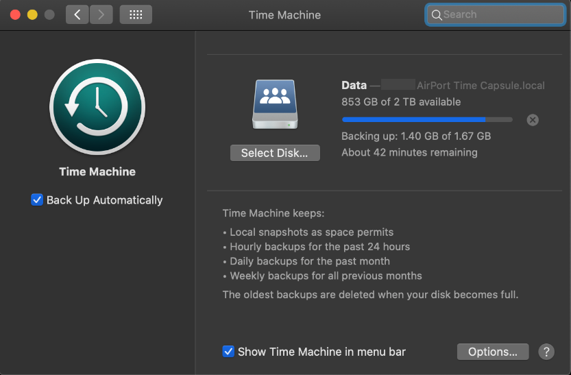 Time Machine Backing Up