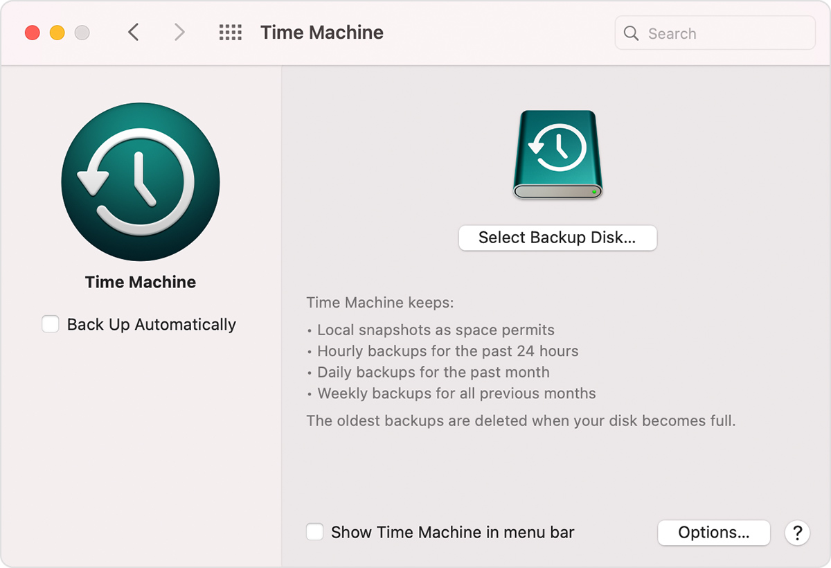 Time Machine Select Backup Disk