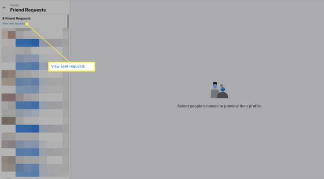 Facebook in a browser with View Sent Requests highlighted