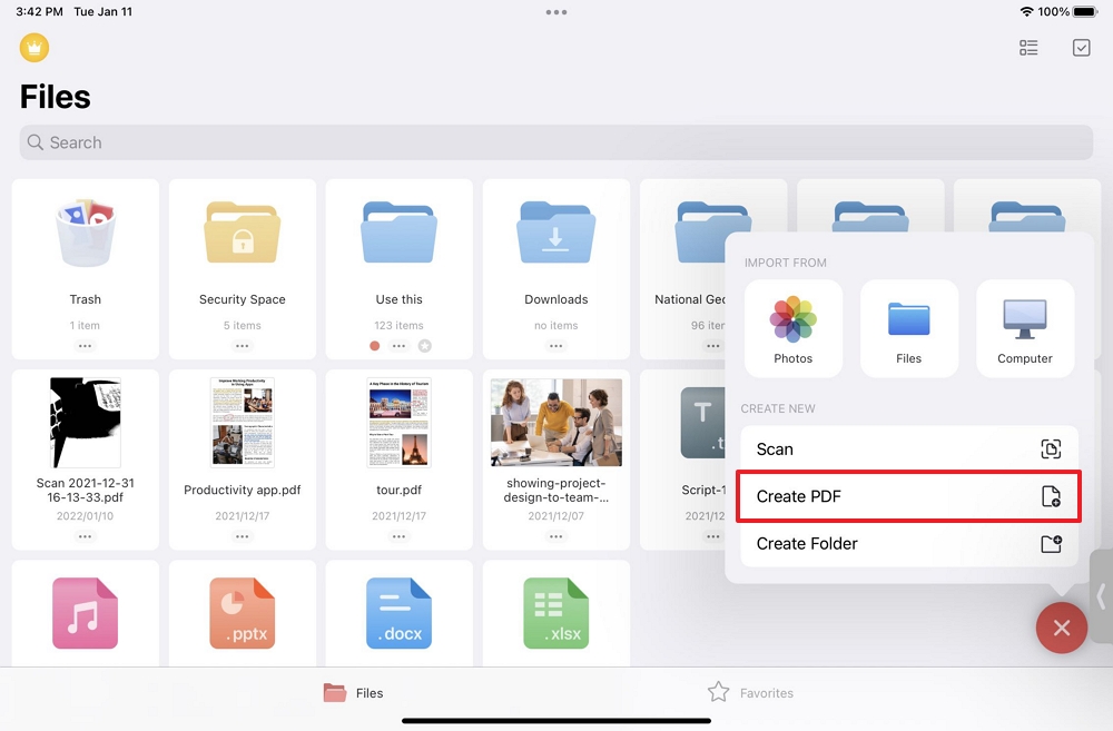 create pdf on ipad