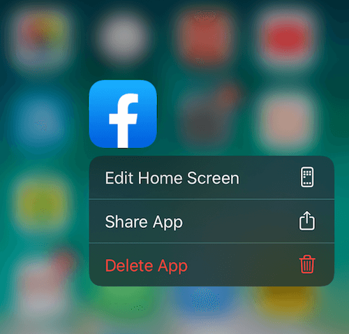 delete facebook on iphone