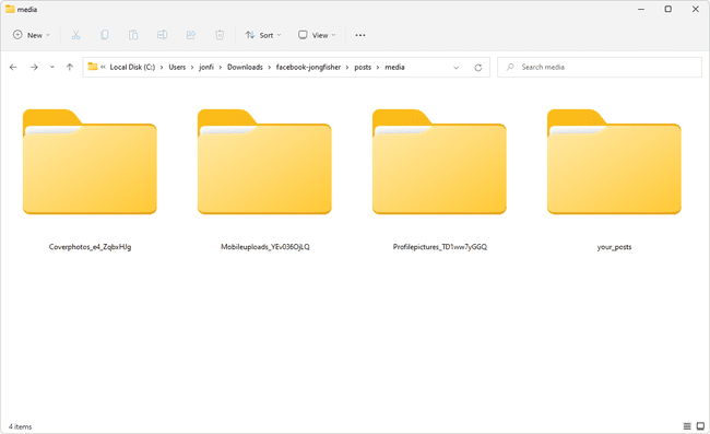 media folders in a Facebook download