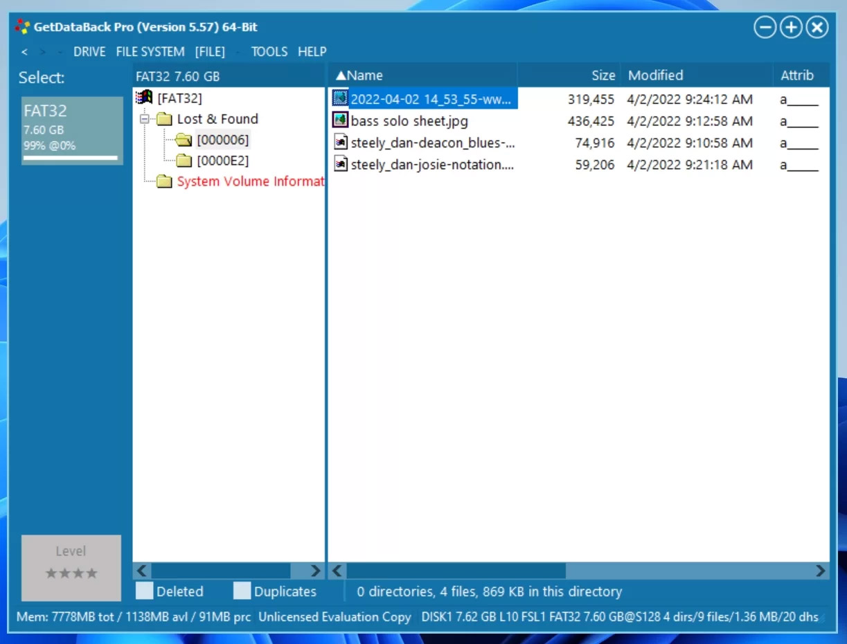 First USB flash drive scan result.