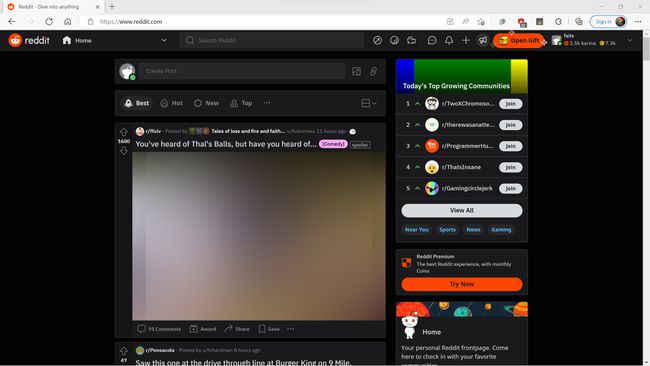 The new Reddit website.