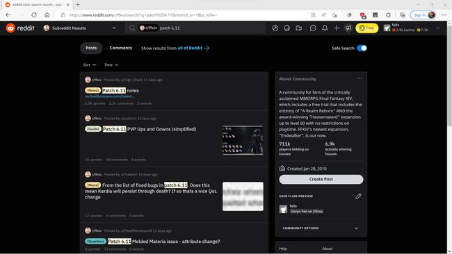 Subreddit search results on the new Reddit website.