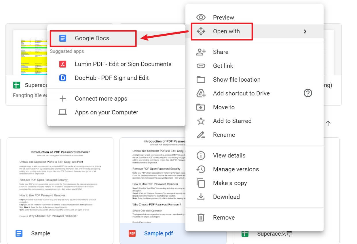 open a pdf in google docs