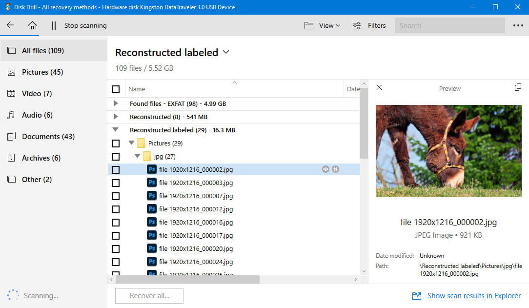 Restore files from a formatted USB drive