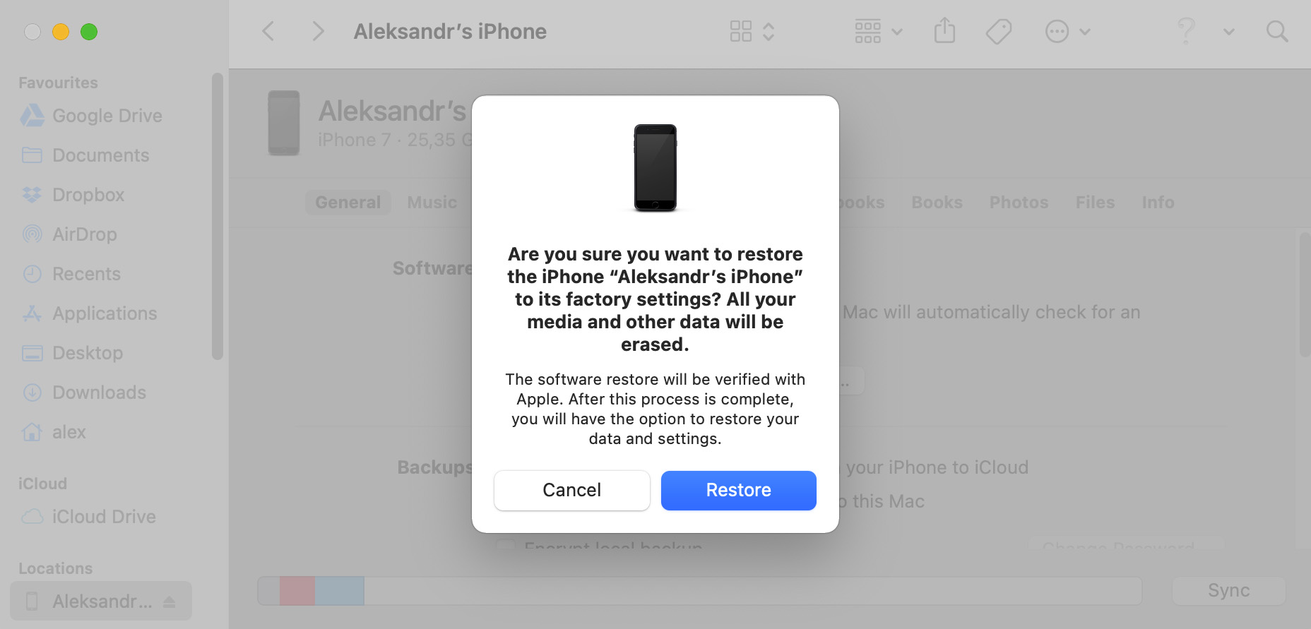 restore iphone