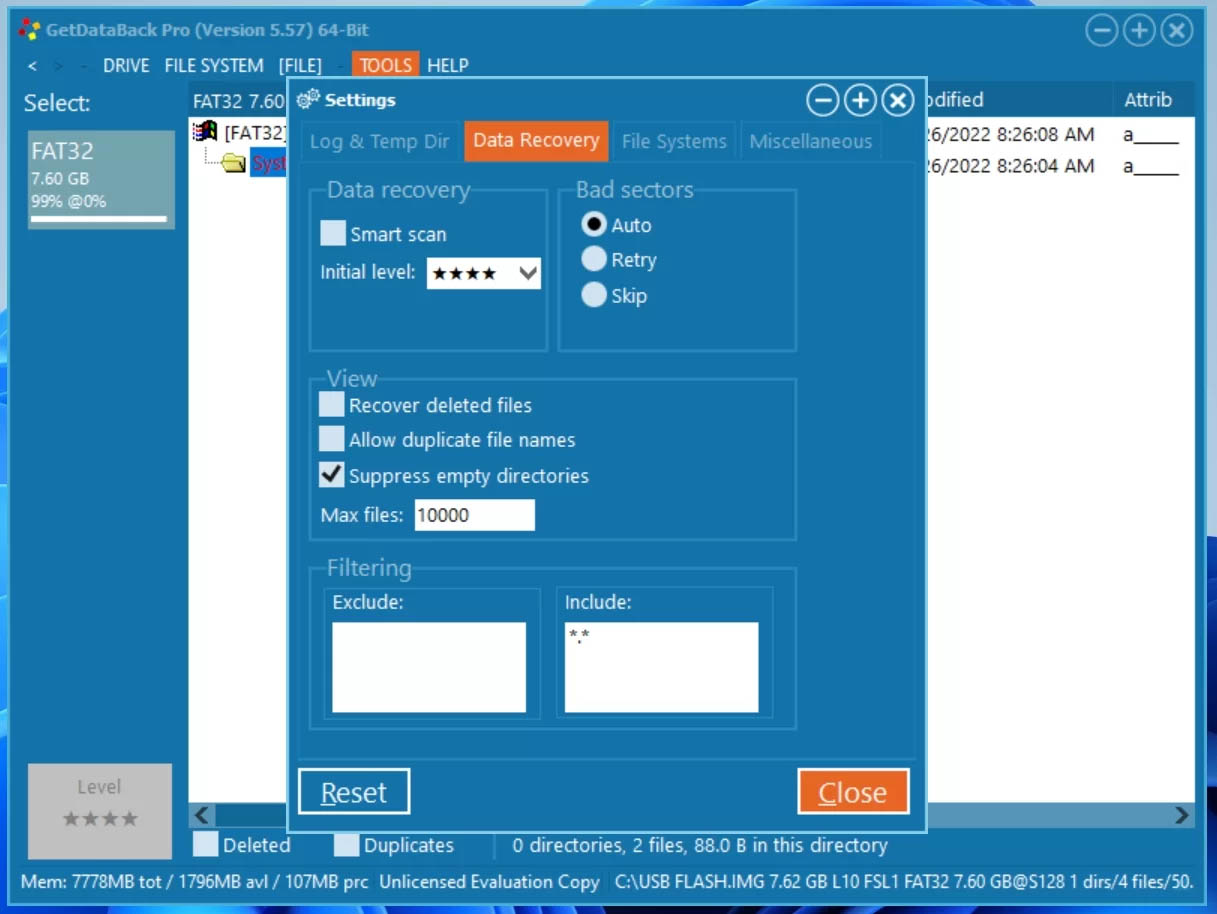 Smart Scan option in GetDataBack.