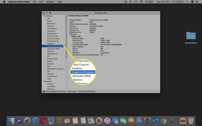 Viewing Graphic and display settings.