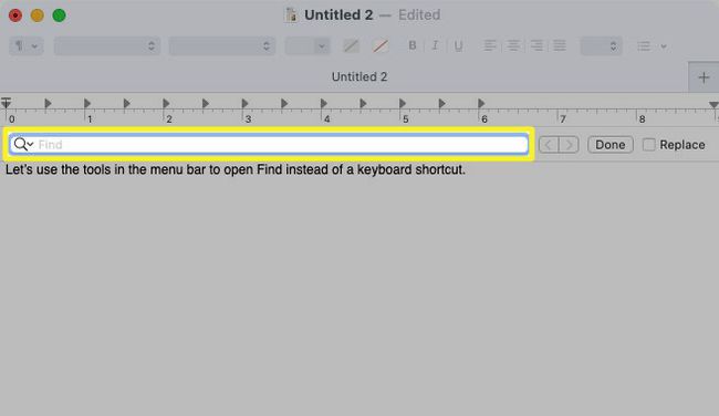  Find bar highlighted in TextEdit for Mac