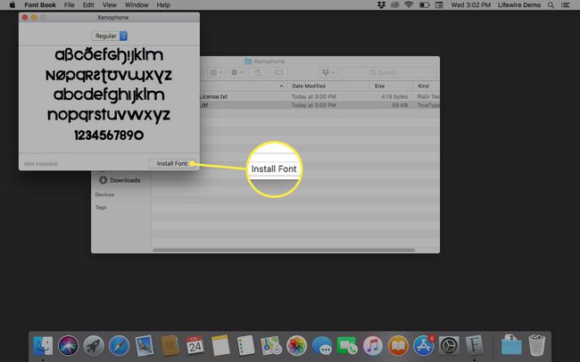 Installing a font in macOS.