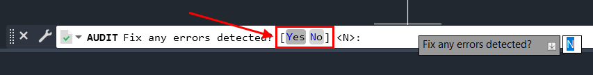 Audit dialog in AutoCAD command box