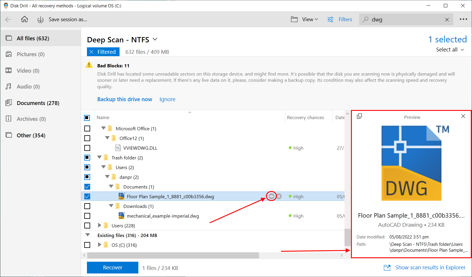 File preview window in Disk Drill