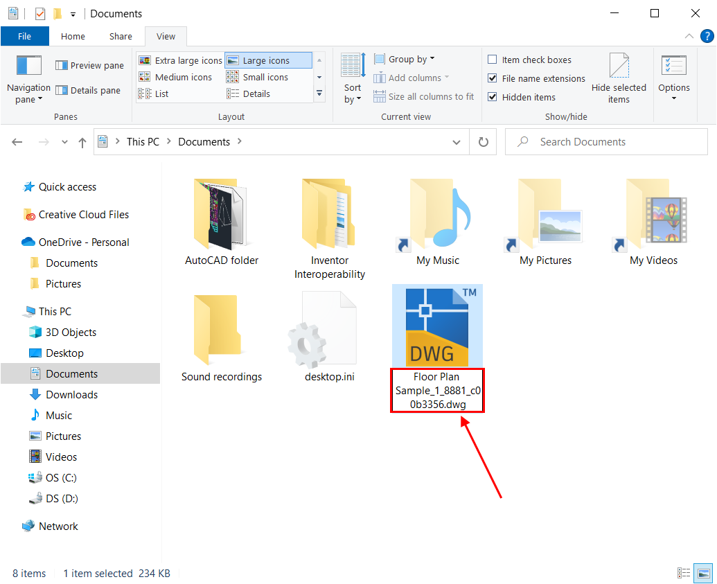 Rename drawing file in File Explorer