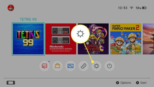 Nintendo Switch Home Screen highlighting Settings cog