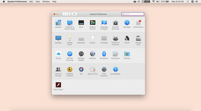 System preferences on Mac