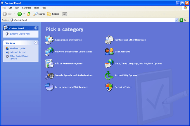 Windows XP Control Panel
