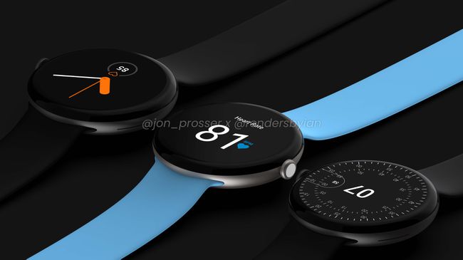 Google Pixel Watch renders in black and blue