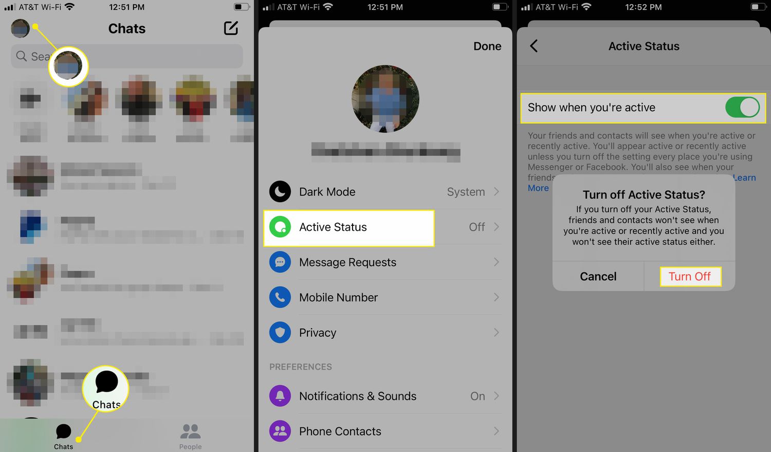 Turn off Active Status on the Messenger App