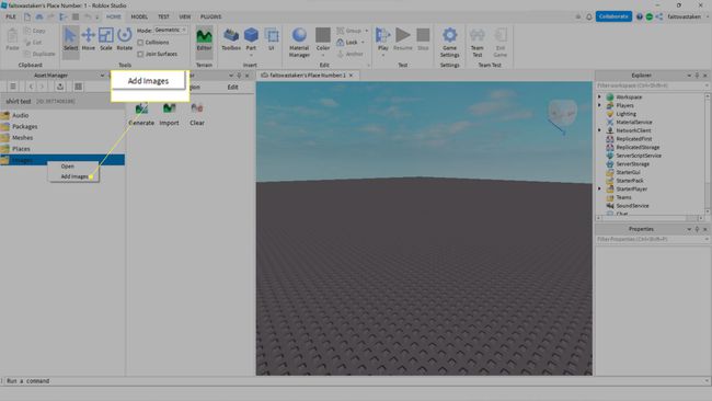 Add Images highlighted in Roblox Studio.