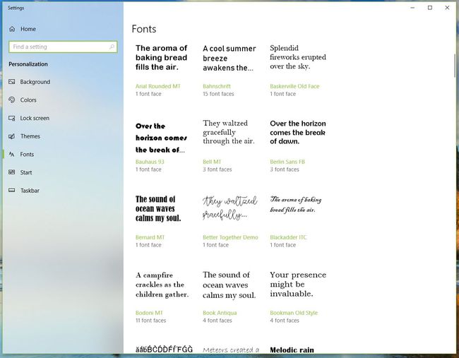 Screenshot of Fonts folder