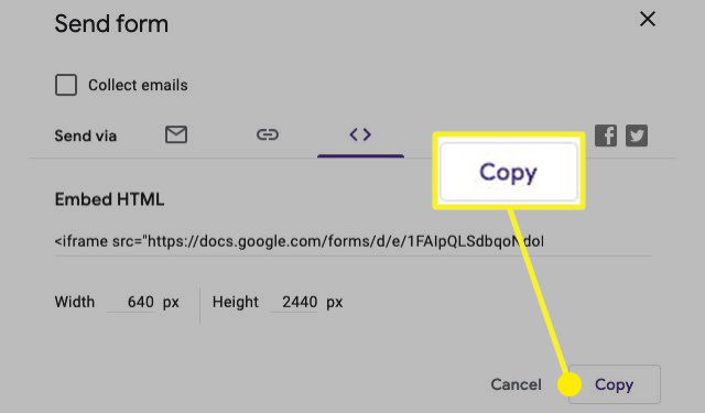 Embed settings in Google Forms