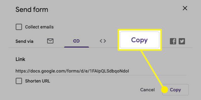 Form link with Copy button