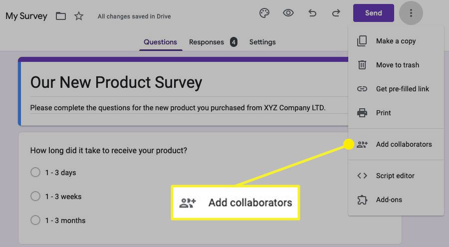 Add Collaborators in the three-dot menu