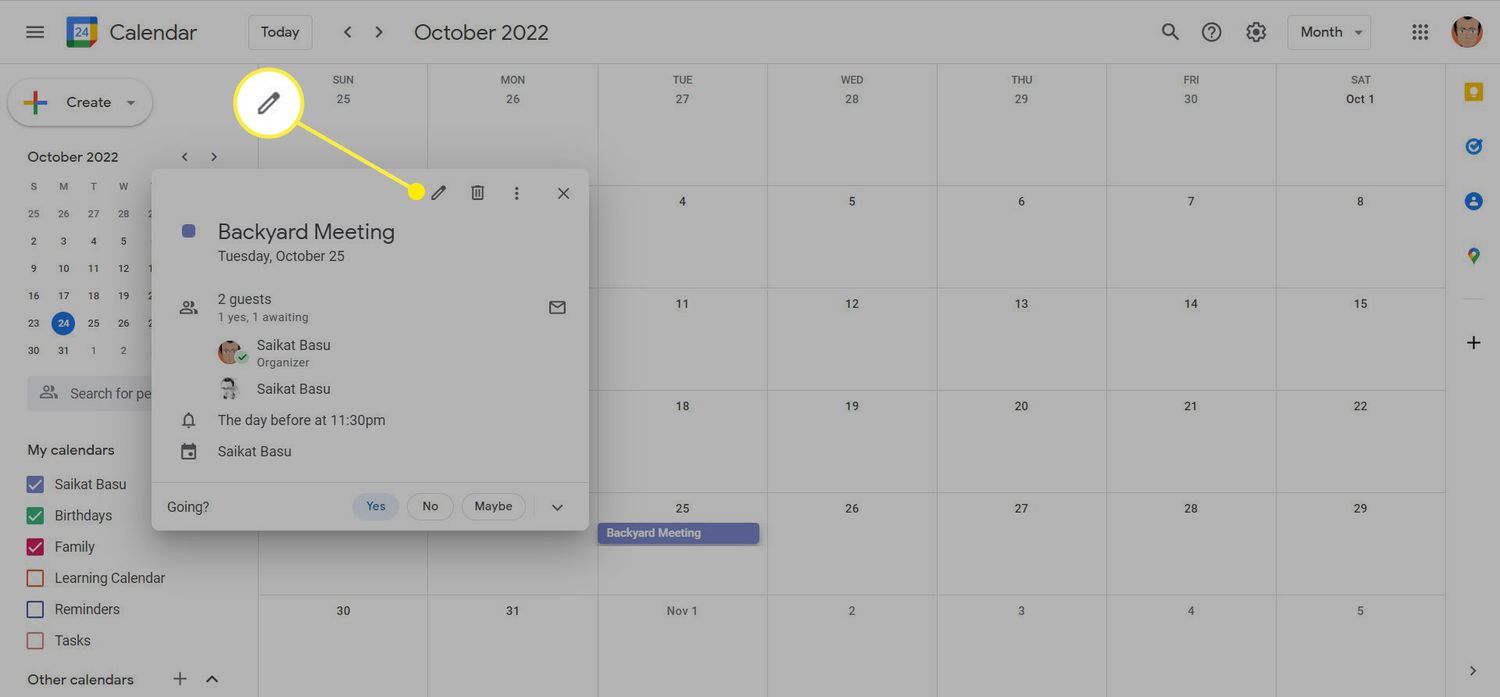 Edit a Google Calendar event